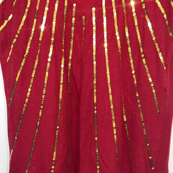 Love moschino red gold sequins vneck blouse size 10 - Picture 3 of 10